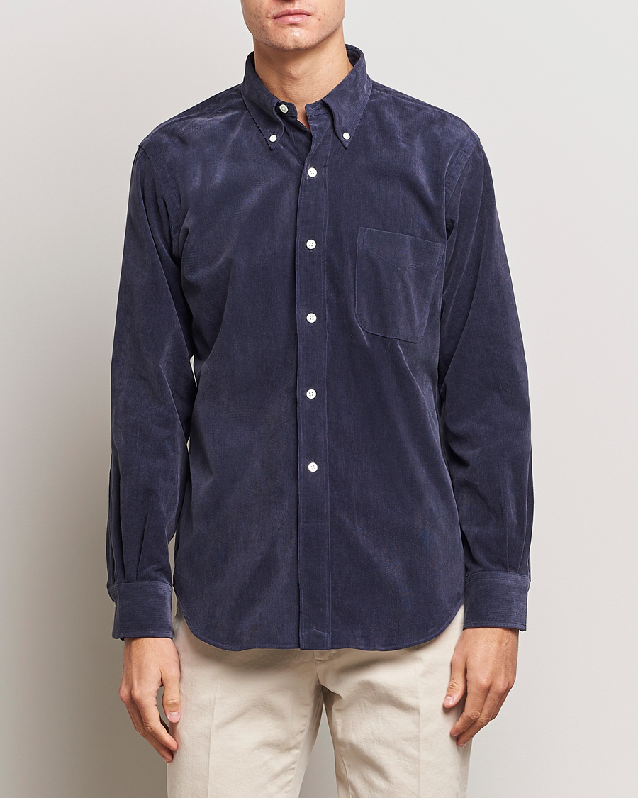 Homme | Chemises | Kamakura Shirts | Vintage Ivy Japanese Corduroy Shirt Navy