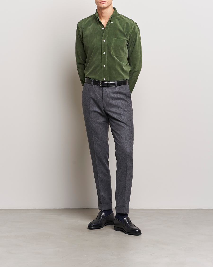 Heren | Overhemden | Kamakura Shirts | Vintage Ivy Japanese Corduroy Shirt Green