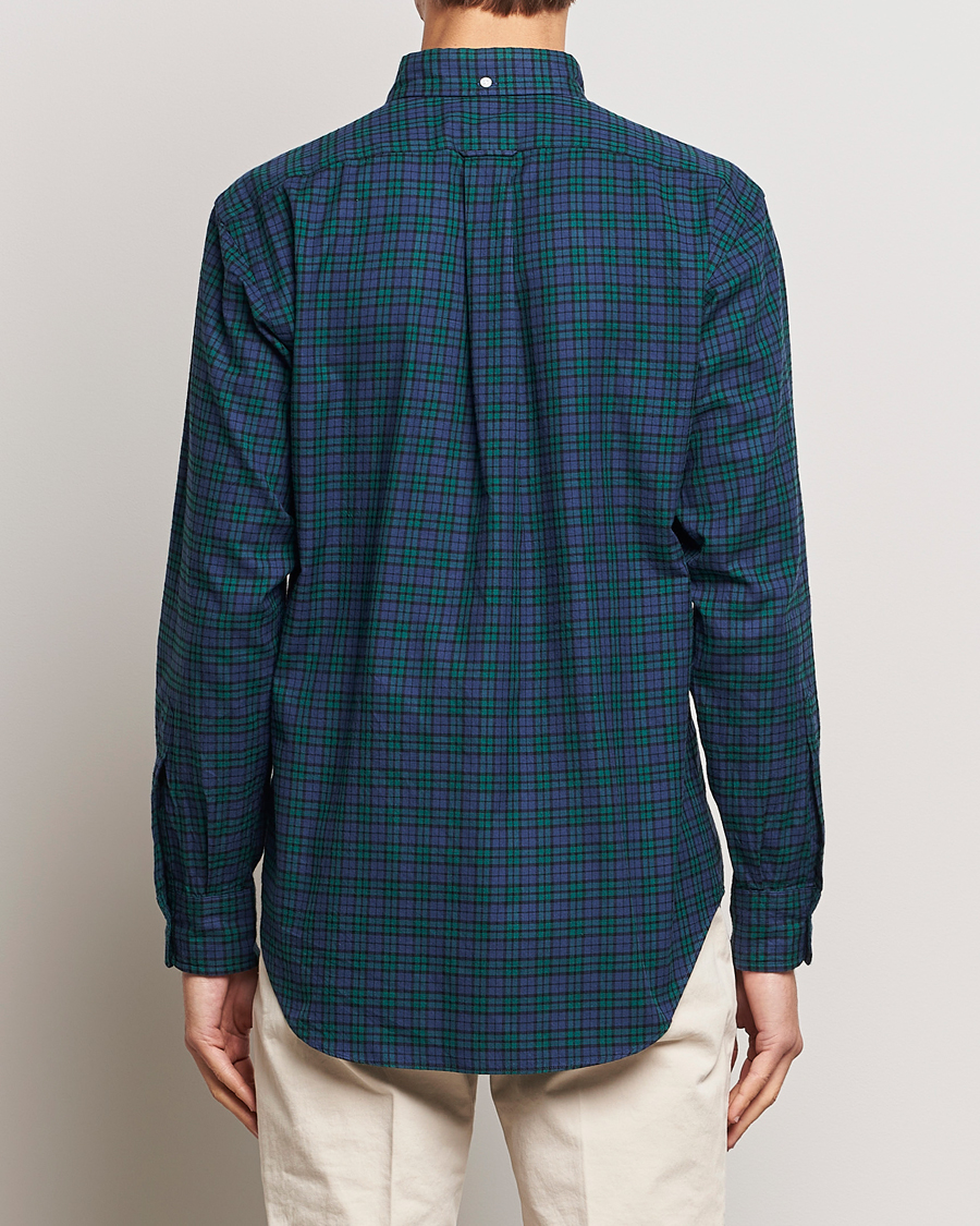 Homme | Chemises | Kamakura Shirts | Vintage Ivy Blackwatch Flannel Shirt Navy/Green