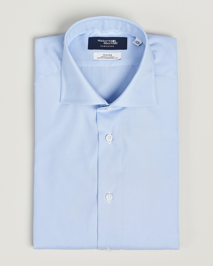 Homme | Chemises | Kamakura Shirts | Slim Fit Broadcloth Shirt Light Blue