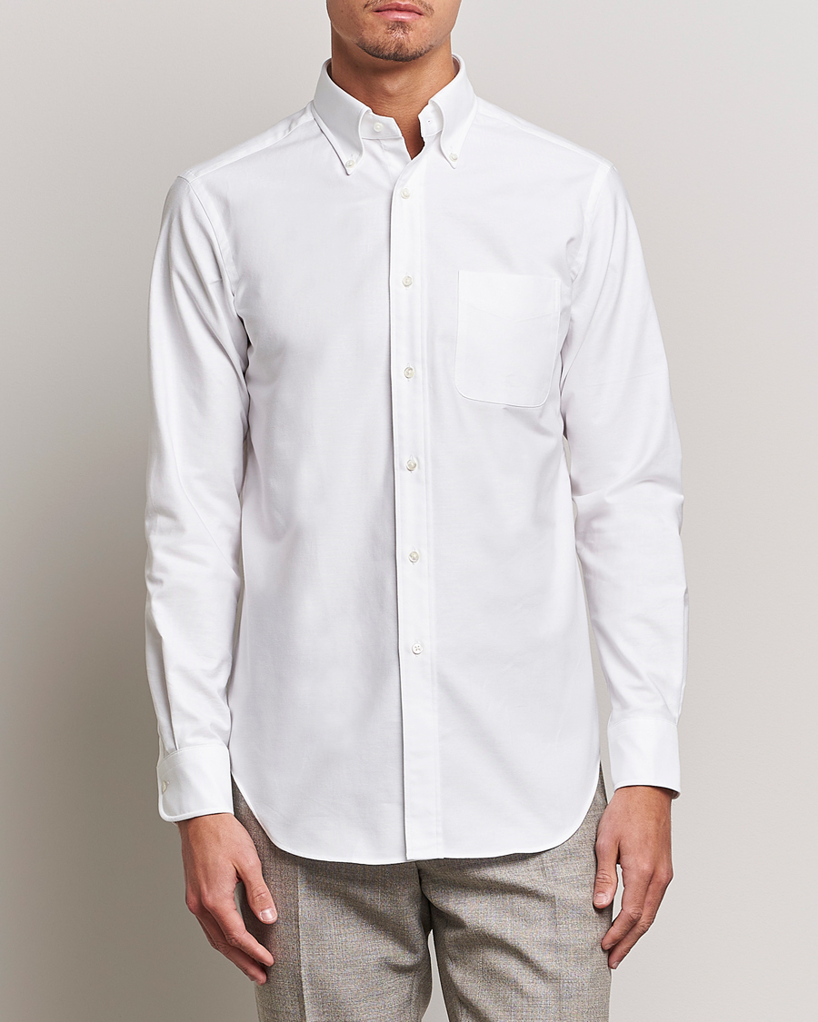Homme | Chemises | Kamakura Shirts | Slim Fit Oxford Button Down Shirt White