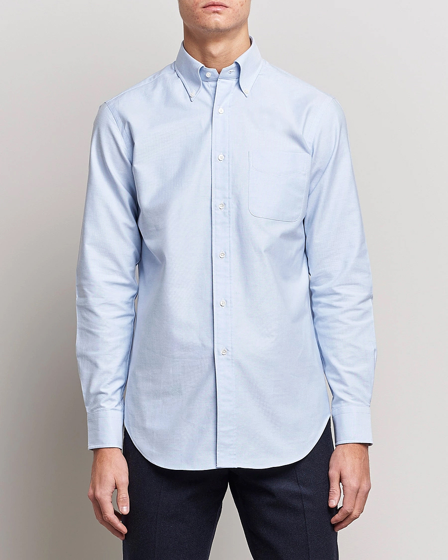 Homme | Chemises | Kamakura Shirts | Slim Fit Oxford Button Down Shirt Light Blue