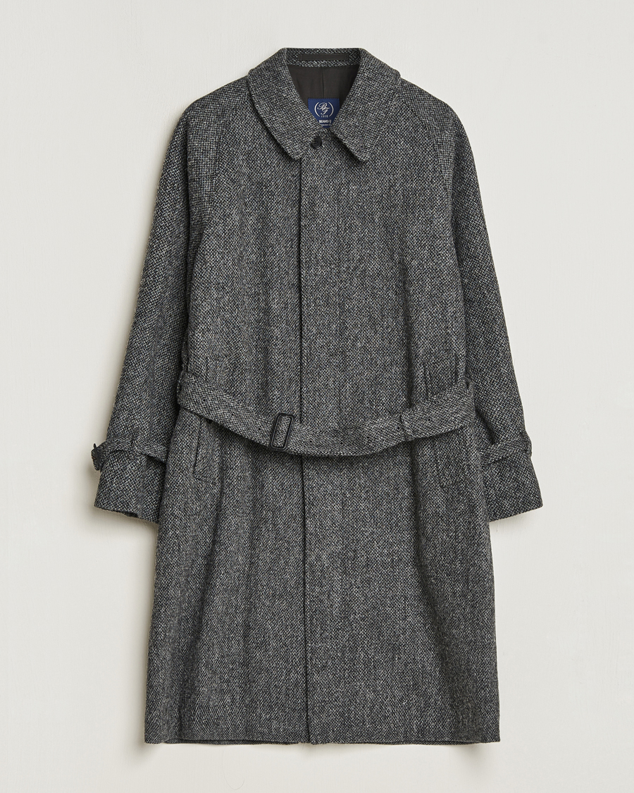 Heren | Jassen | Beams F | Harris Tweed Raglan Coat Dark Grey