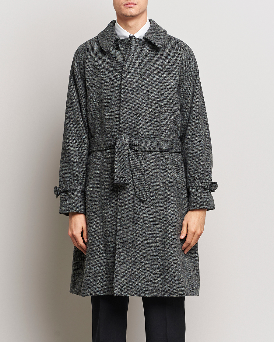 Heren | Jassen | Beams F | Harris Tweed Raglan Coat Dark Grey