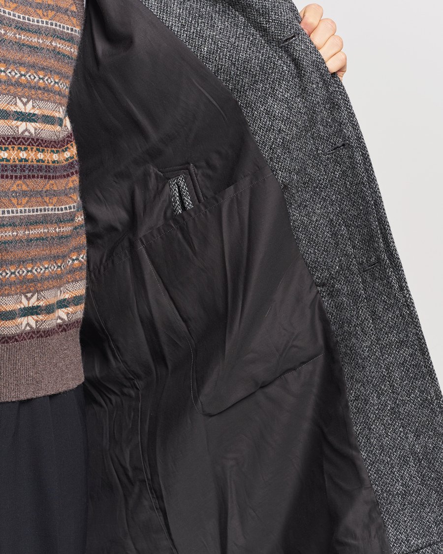 Heren | Jassen | Beams F | Harris Tweed Raglan Coat Dark Grey