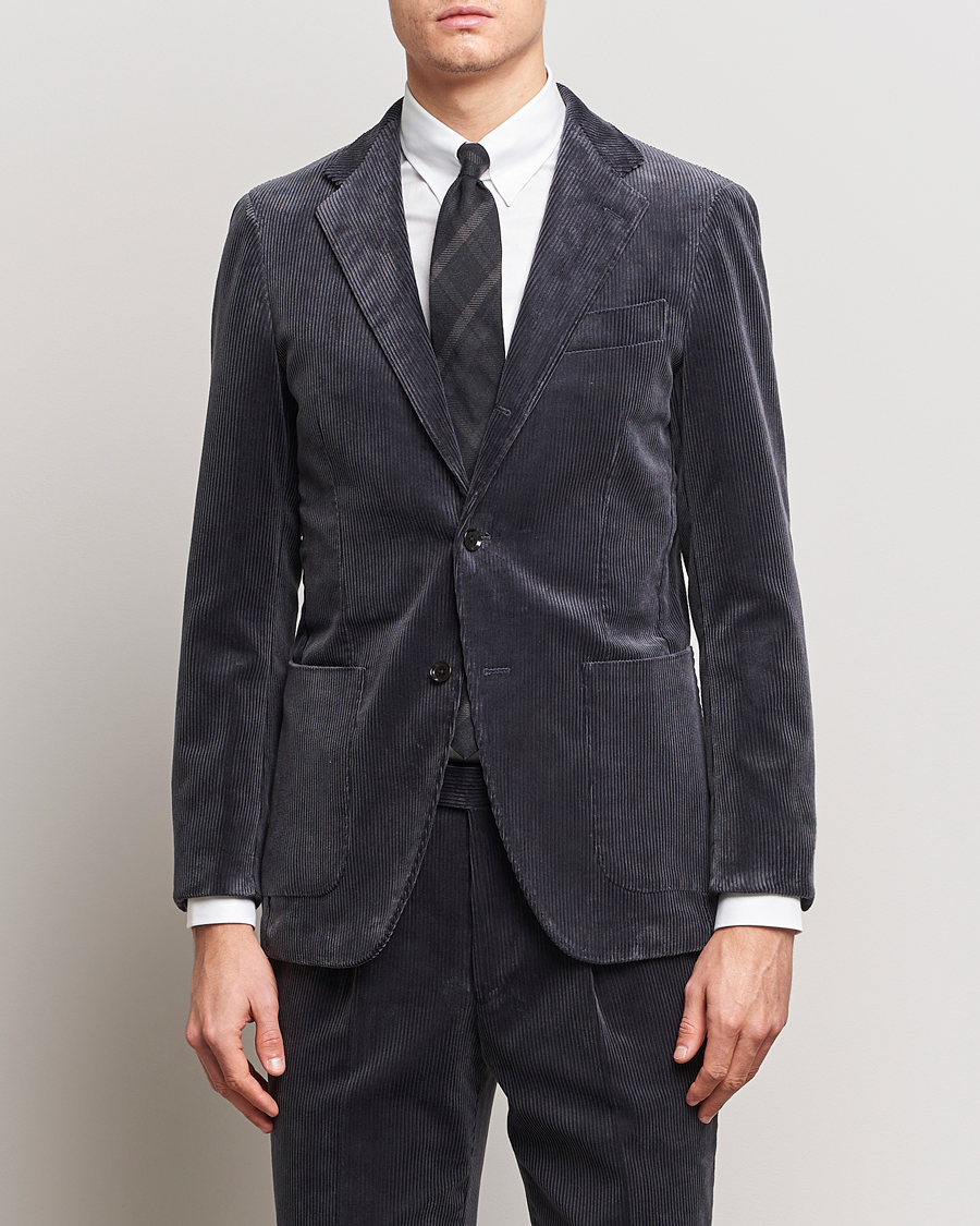 Heren | Blazers | Beams F | Corduroy Blazer Charcoal