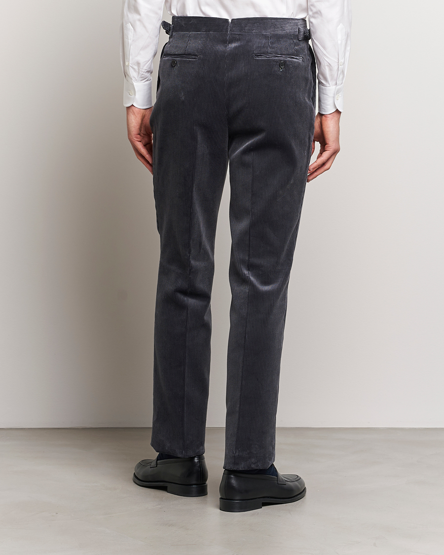Heren | Broeken | Beams F | Corduroy Side Adjuster Trousers Charcoal