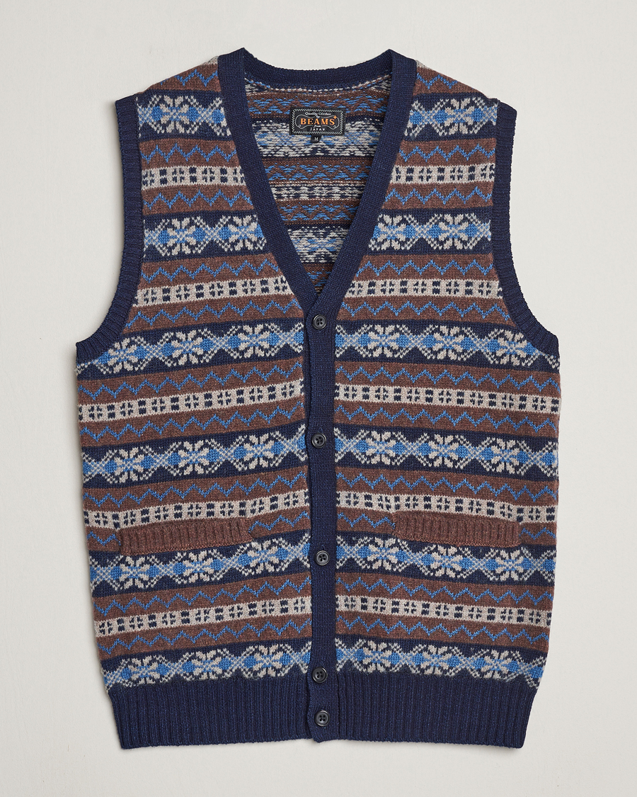 Heren | Truien | BEAMS PLUS | Fairisle Knit Vest Brown