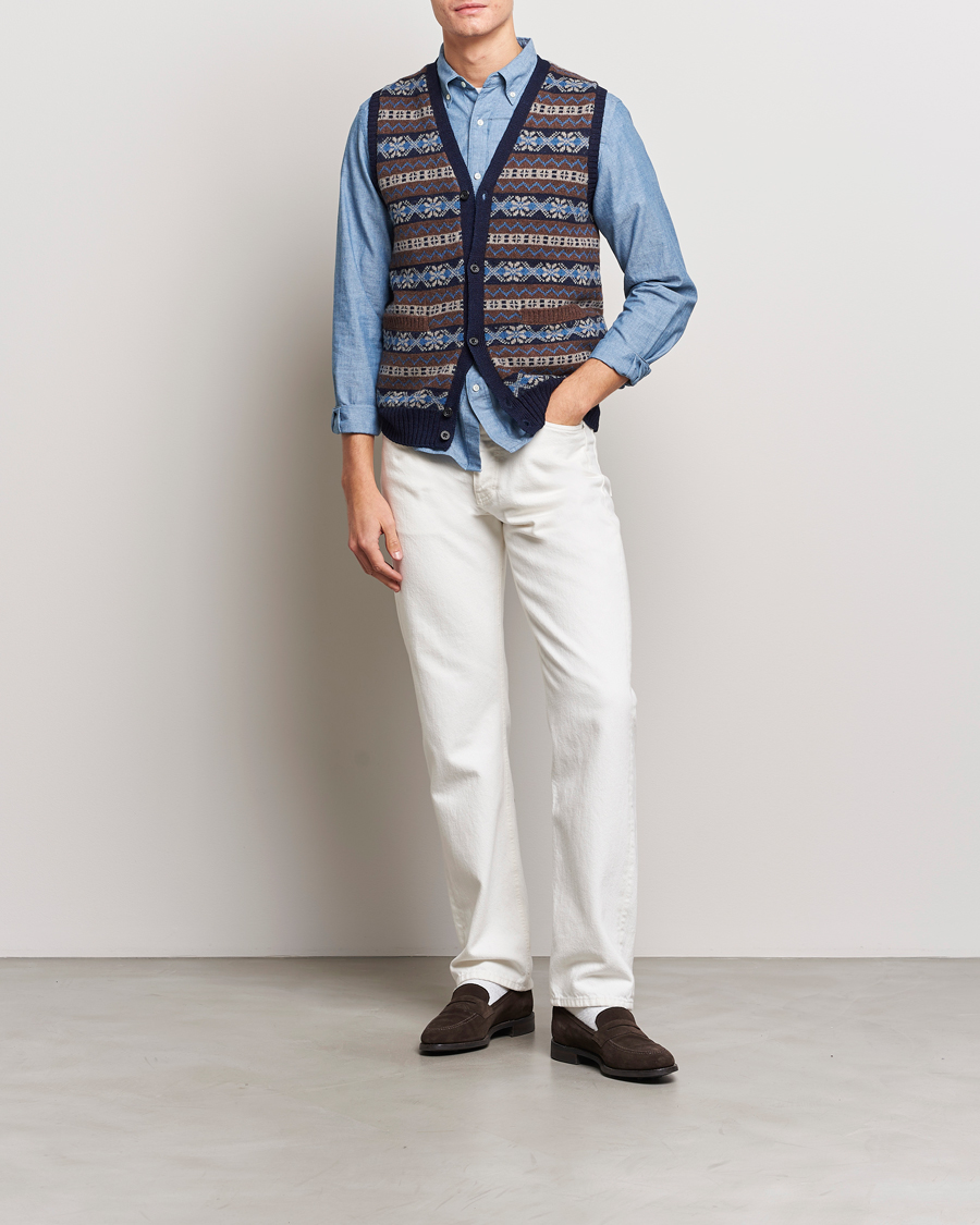 Heren | Truien | BEAMS PLUS | Fairisle Knit Vest Brown