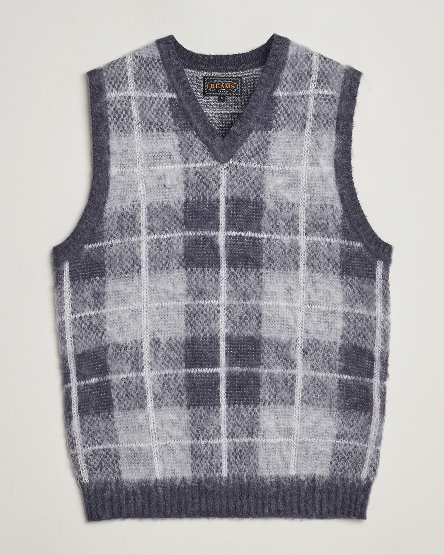 Homme | Pulls Et Tricots | BEAMS PLUS | Check Mohair Vest Grey