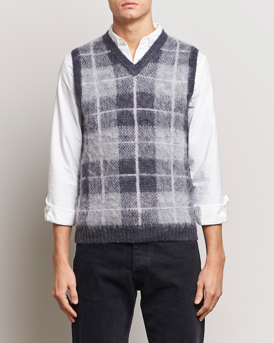 Homme | Pulls Et Tricots | BEAMS PLUS | Check Mohair Vest Grey