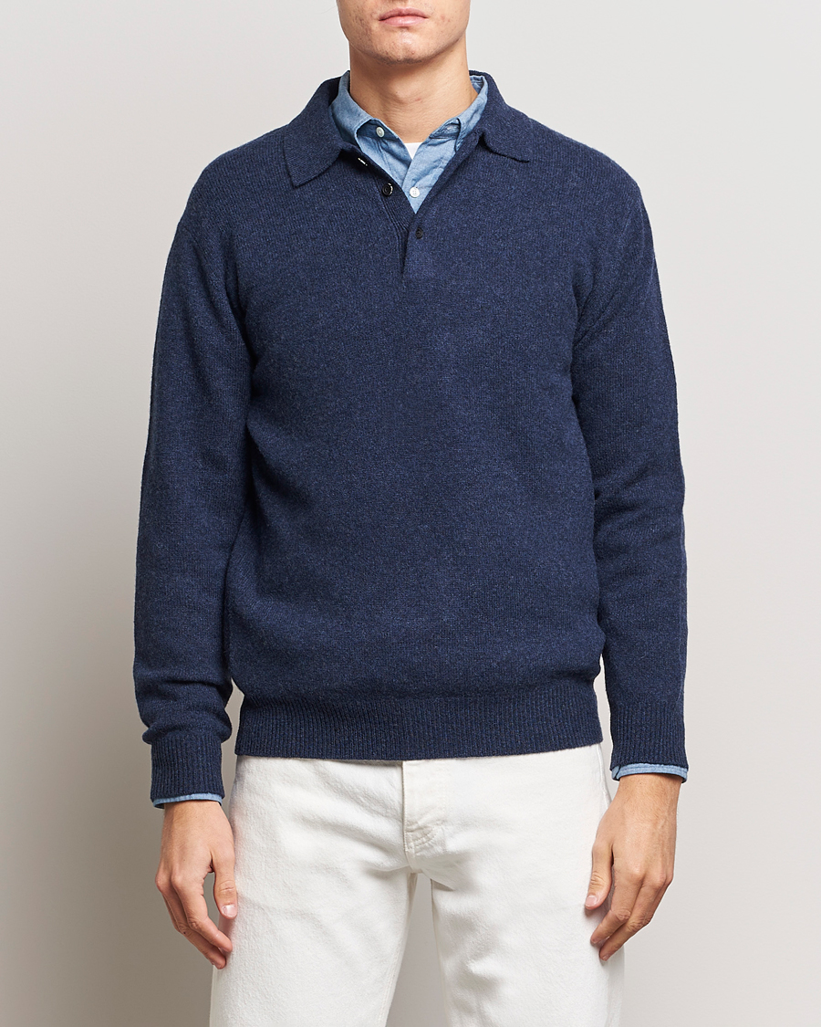 Homme | Pulls Et Tricots | BEAMS PLUS | Long Sleeve Knitted Polo Navy