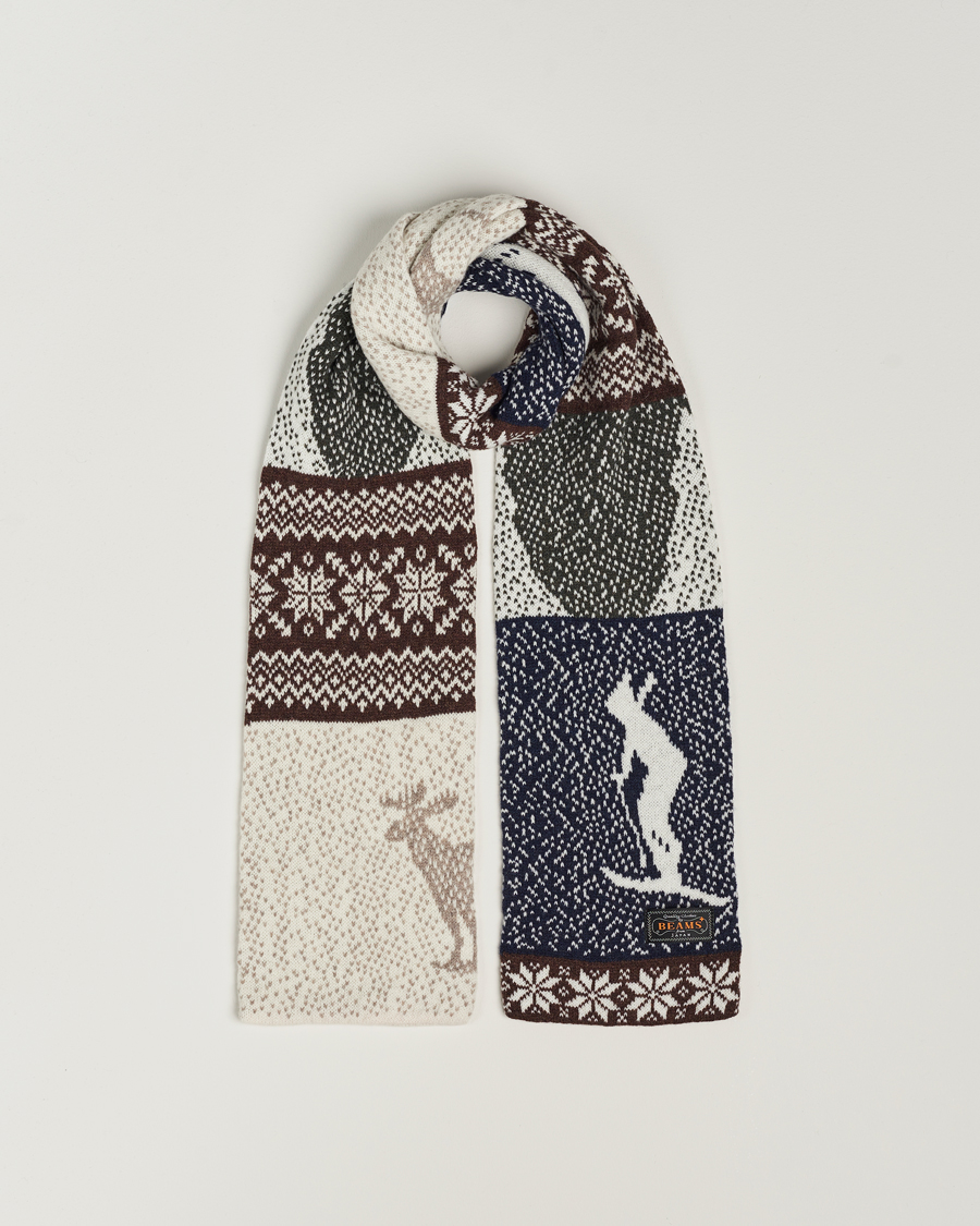 Homme | BEAMS PLUS Nordic Jacquard Muffler Scarf Natural | BEAMS PLUS | Nordic Jacquard Muffler Scarf Natural
