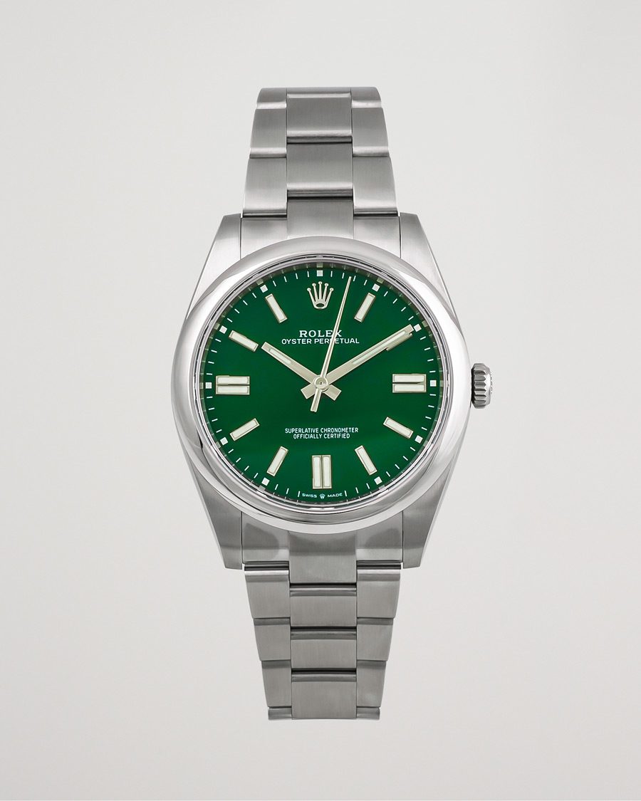 Heren | Rolex Pre-Owned Oyster Perpetual 41 Green Steel | Rolex Pre-Owned | Oyster Perpetual 41 Green Steel
