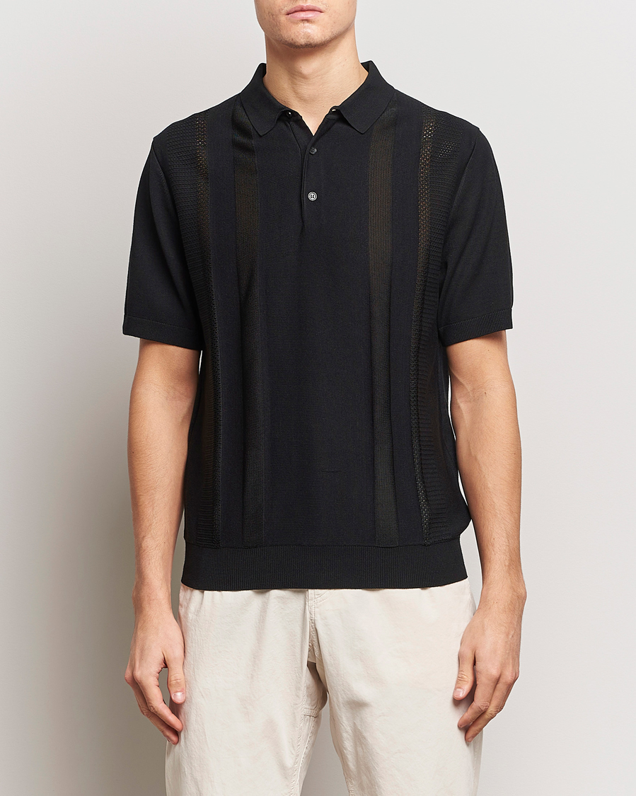 Homme | Polos | J.Lindeberg | Ryce Texture Blocking Polo Black