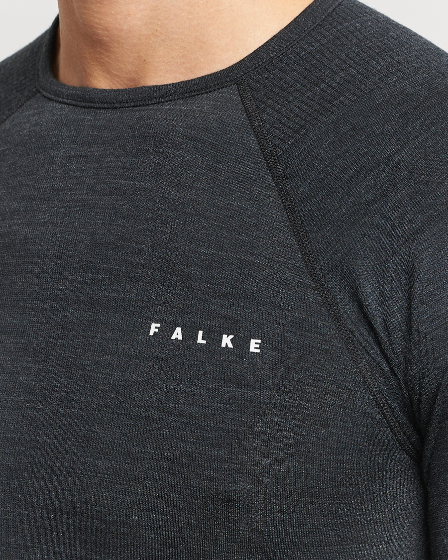 Heren | T-shirts | Falke | Long Sleeve Wool Tech Shirt Black