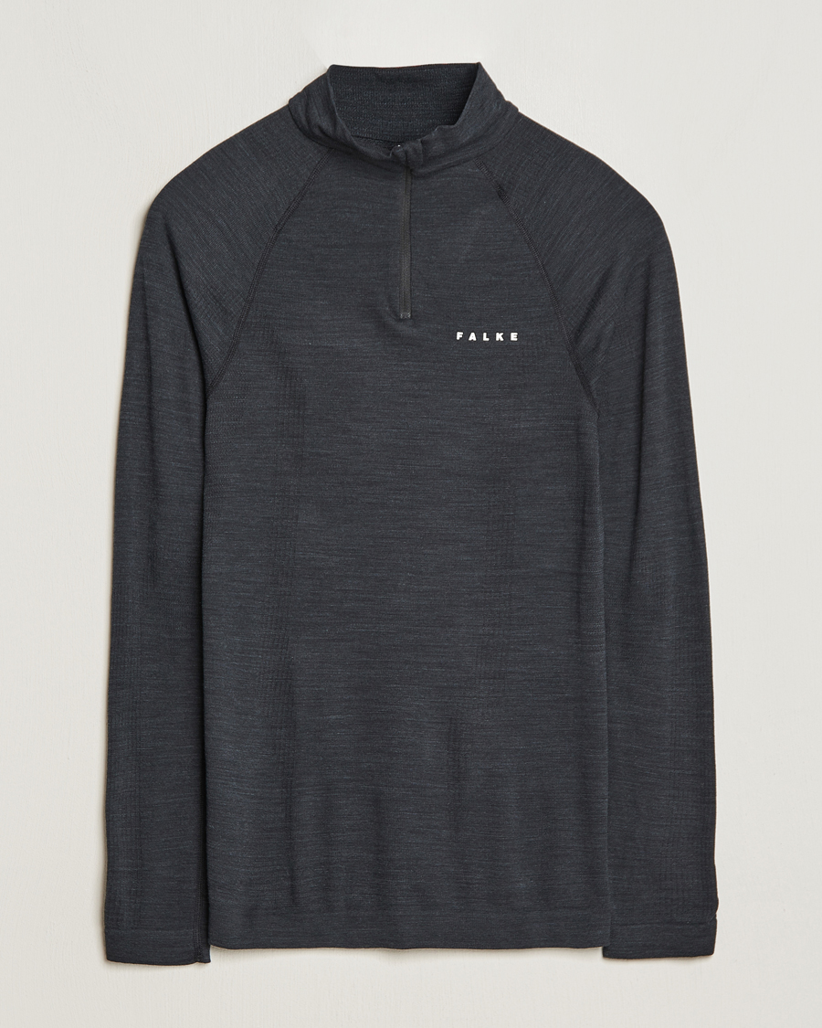 Homme | Pulls Et Tricots | Falke Sport | Long Sleeve Wool Tech Half Zip Shirt Black