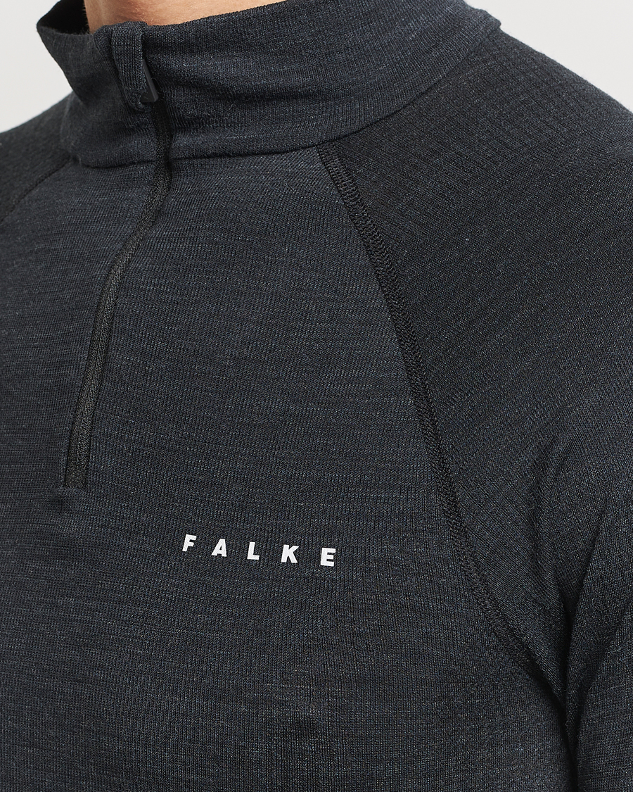 Homme | Pulls Et Tricots | Falke Sport | Long Sleeve Wool Tech Half Zip Shirt Black