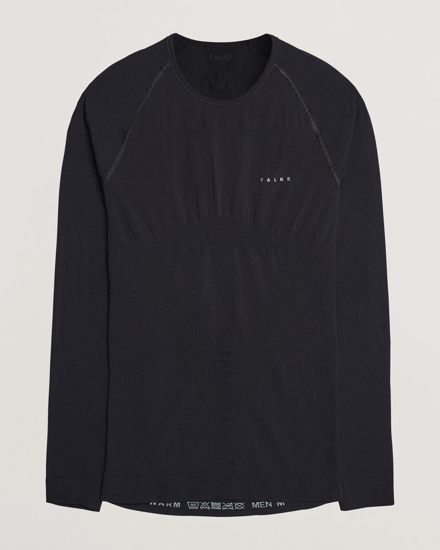 Heren | T-shirts | Falke | Long Sleeve Warm Shirt Black