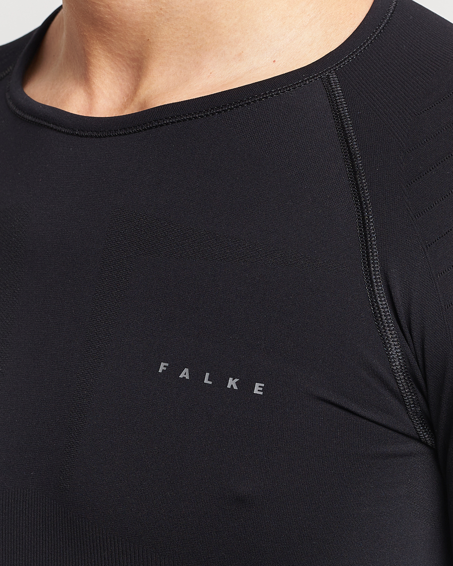 Heren | T-shirts | Falke | Long Sleeve Warm Shirt Black