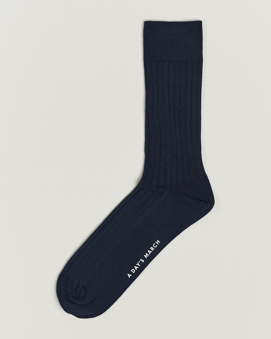 Homme | Sous-Vêtements Et Chaussettes | A Day's March | Ribbed Cotton Socks Navy