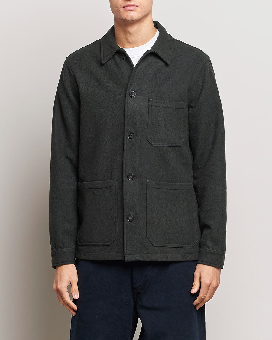 Homme | Chemises | A Day's March | Original Wool Overshirt Seaweed