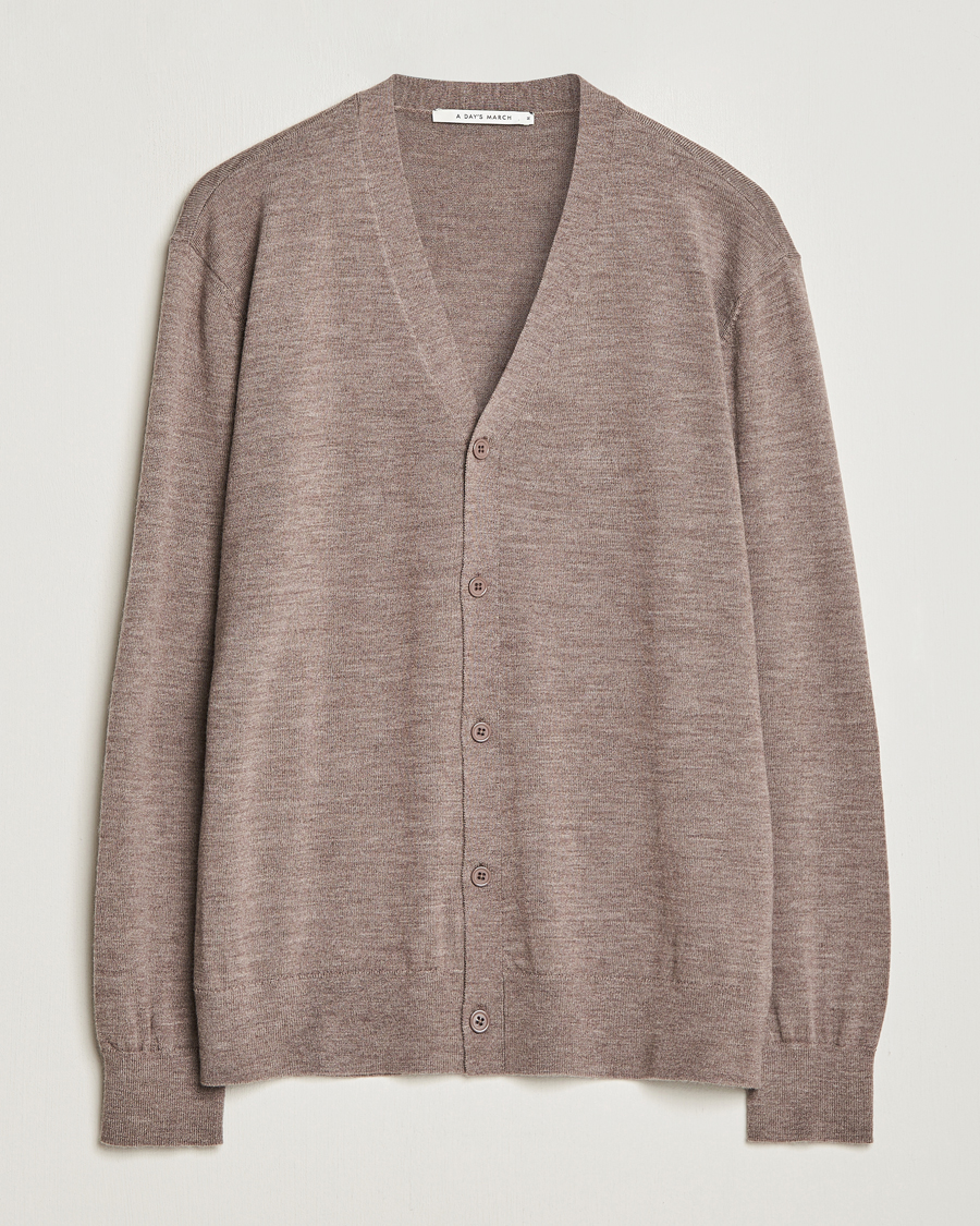 Homme | Pulls Et Tricots | A Day's March | Oca Merino Cardigan Taupe Melange