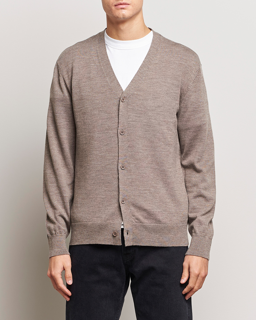 Homme | Pulls Et Tricots | A Day's March | Oca Merino Cardigan Taupe Melange