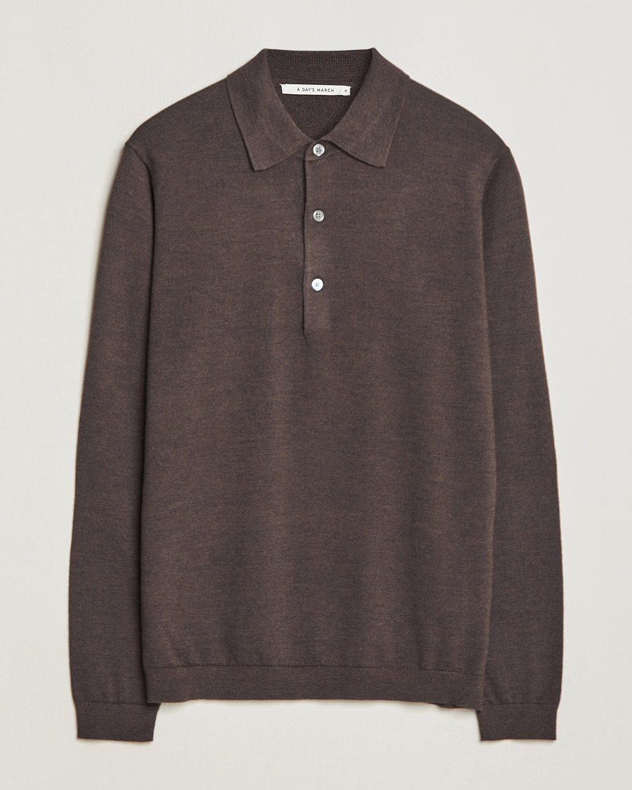 Homme | Pulls Et Tricots | A Day's March | Ambroz Merino Polo Dark Brown
