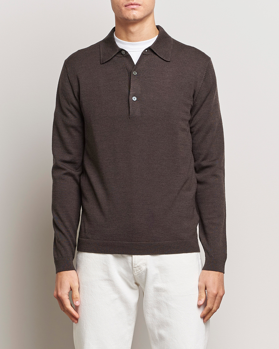 Homme | Pulls Et Tricots | A Day's March | Ambroz Merino Polo Dark Brown