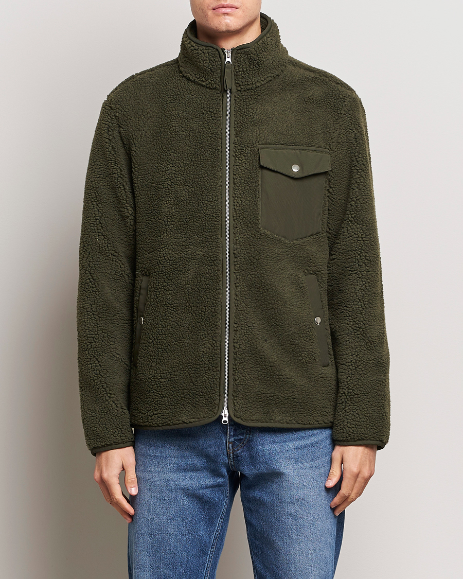 Homme | Pulls Et Tricots | A Day's March | Tone Pile Fleece Jacket Deep Green
