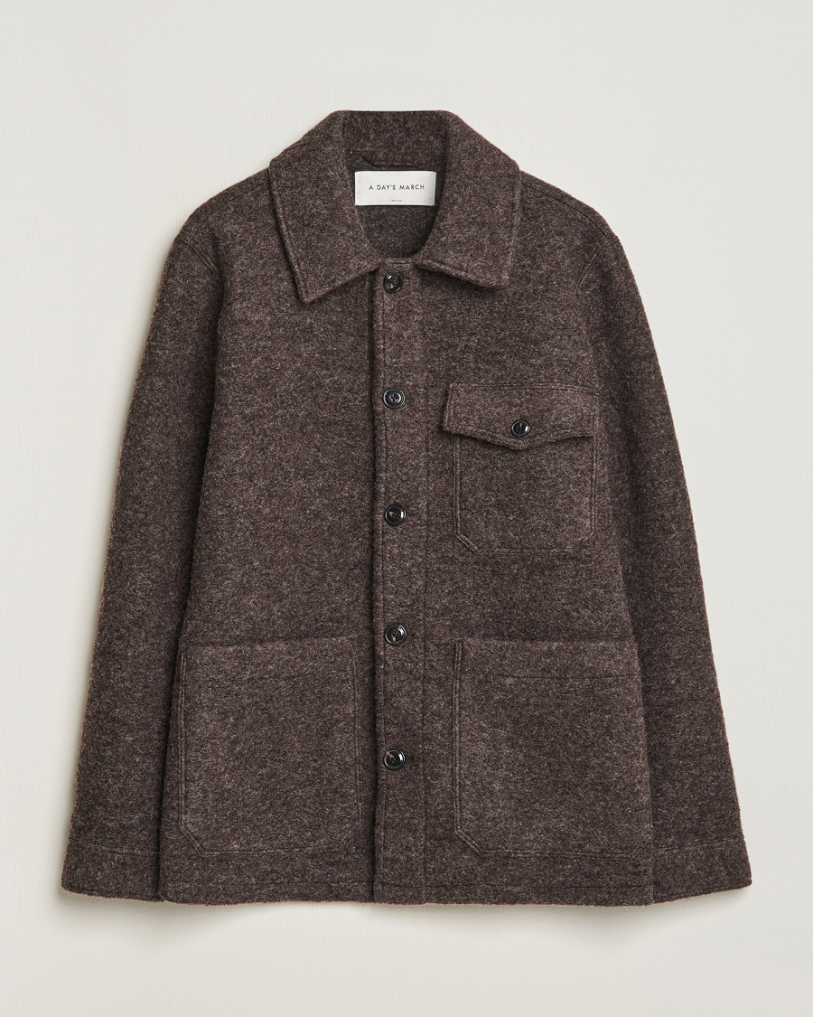 Homme | Chemises | A Day's March | Chaumont Heavy Wool Overshirt Taupe