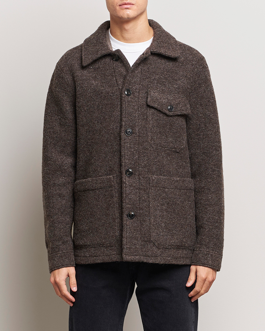 Homme | Chemises | A Day's March | Chaumont Heavy Wool Overshirt Taupe