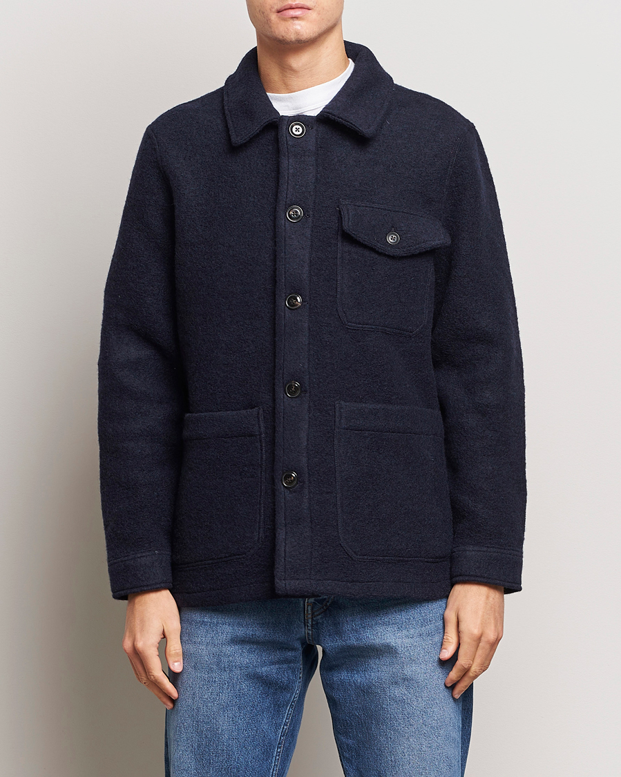 Homme | Chemises | A Day's March | Chaumont Heavy Wool Overshirt Navy
