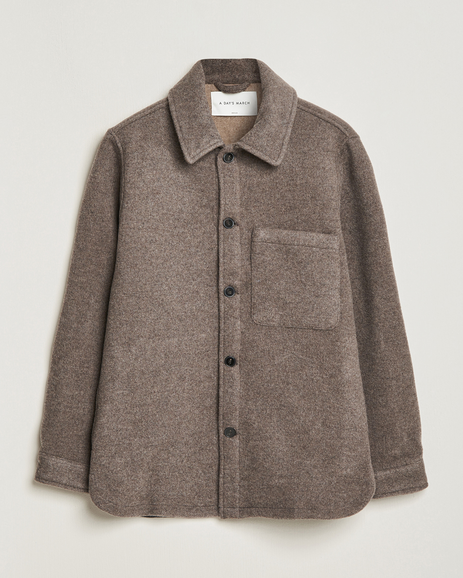 Homme | Chemises | A Day's March | Epernay Wool Overshirt Taupe