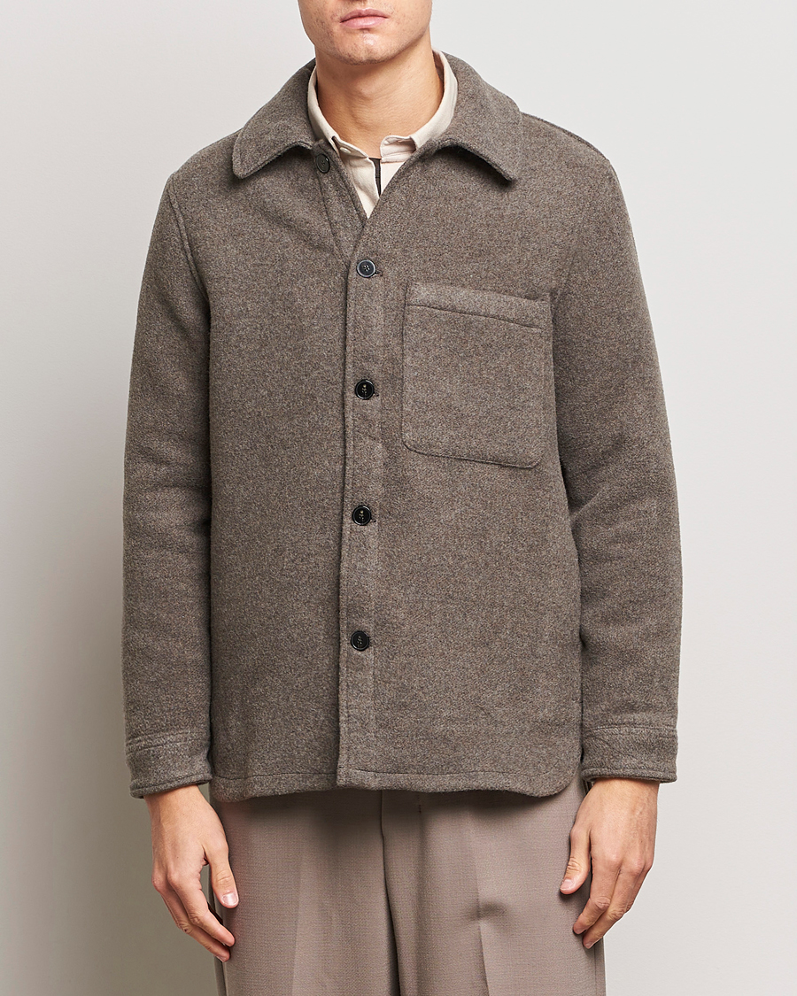 Homme | Chemises | A Day's March | Epernay Wool Overshirt Taupe