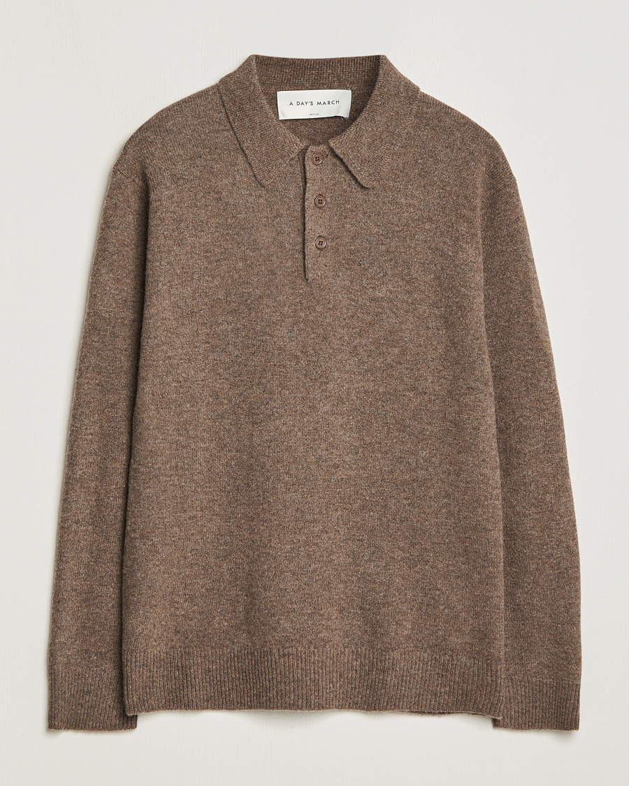 Homme | Pulls Et Tricots | A Day's March | Avoch Lambswool Polo Dark Taupe