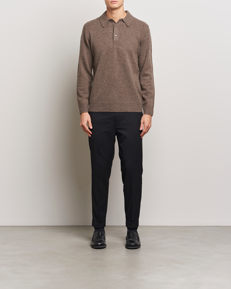 Homme | Pulls Et Tricots | A Day's March | Avoch Lambswool Polo Dark Taupe