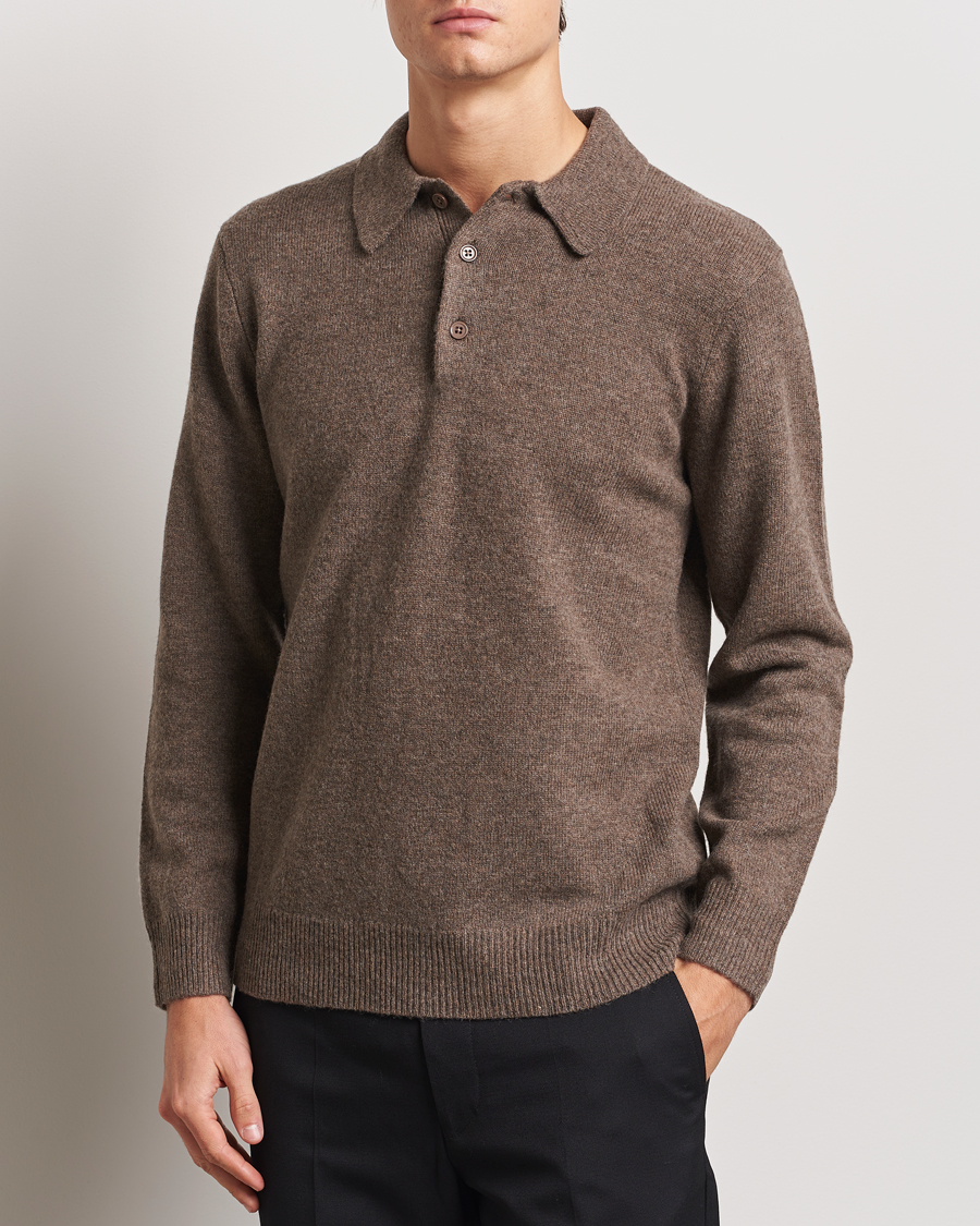 Homme | Pulls Et Tricots | A Day's March | Avoch Lambswool Polo Dark Taupe