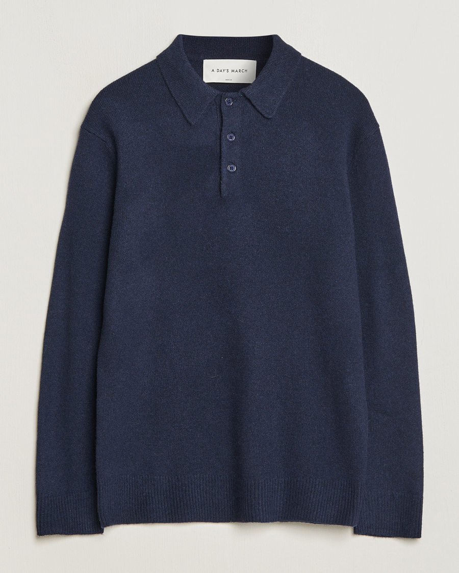 Homme | Pulls Et Tricots | A Day's March | Avoch Lambswool Polo Navy