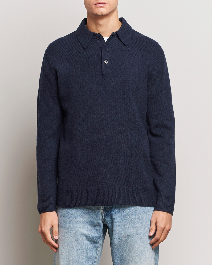 Homme | Pulls Et Tricots | A Day's March | Avoch Lambswool Polo Navy