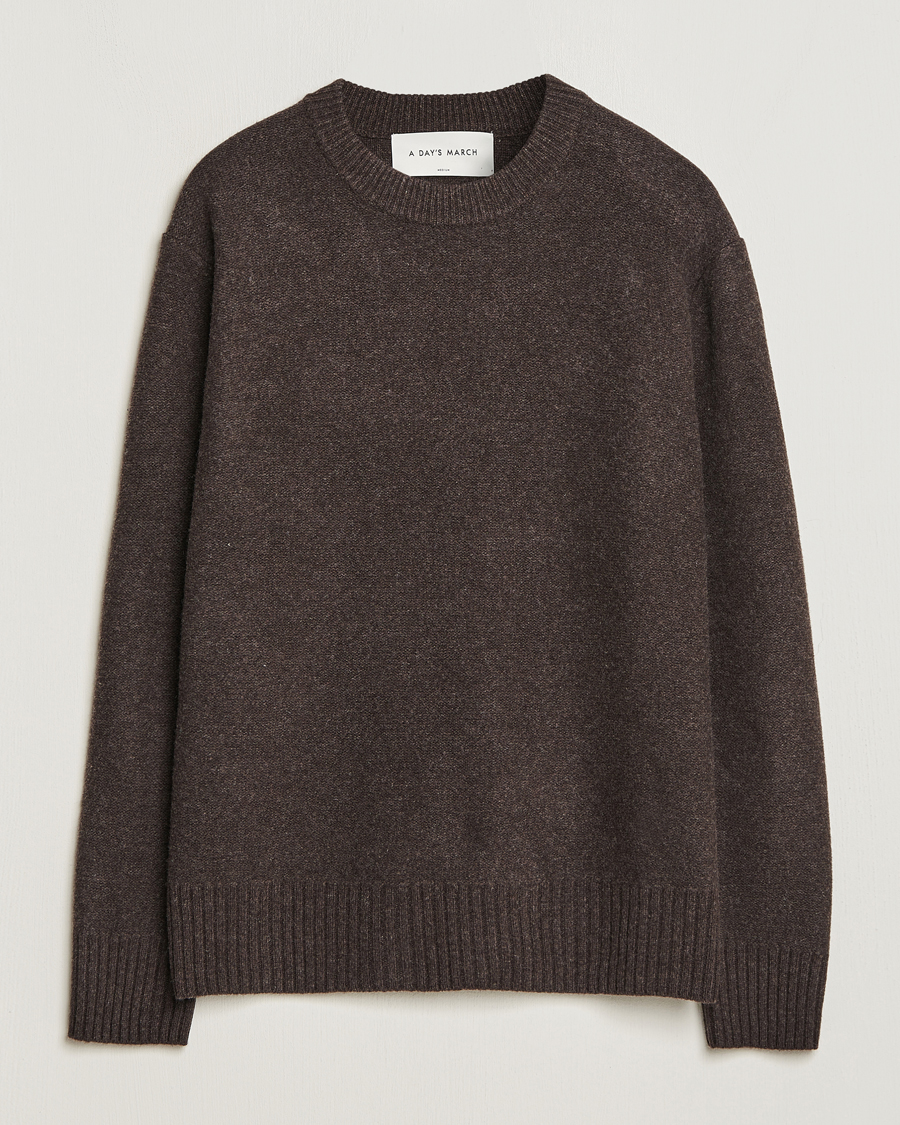 Homme | Pulls Et Tricots | A Day's March | Tietar Boiled Merino Sweater Java Brown