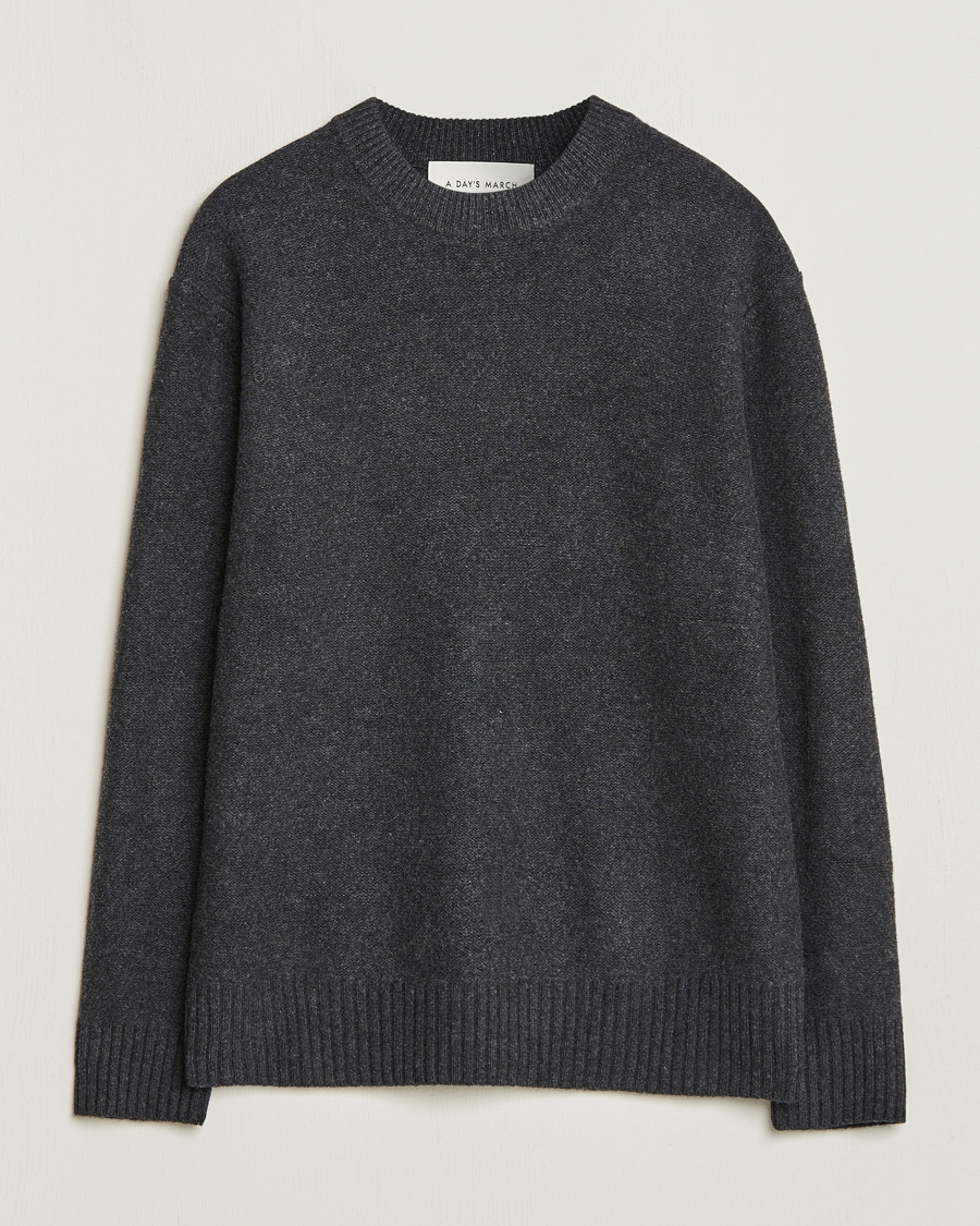 Homme | Pulls Et Tricots | A Day's March | Tietar Boiled Merino Sweater Anthracite