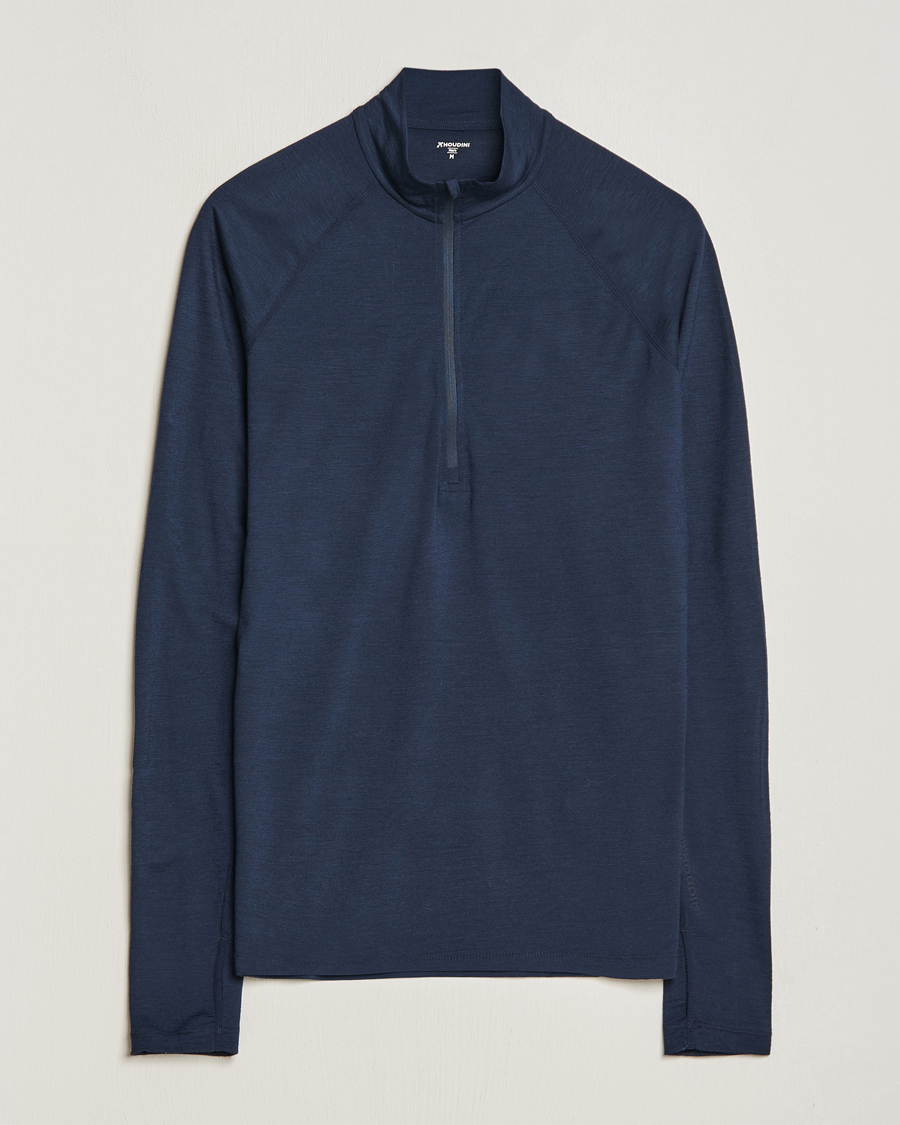 Heren | Truien | Houdini | Desoli Merino Light Half Zip Blue Illusion