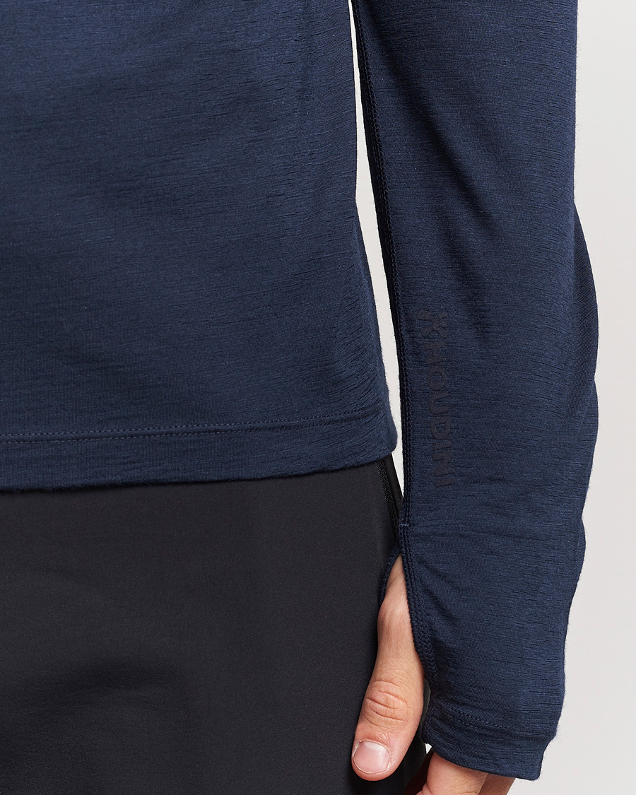 Heren | Truien | Houdini | Desoli Merino Light Half Zip Blue Illusion