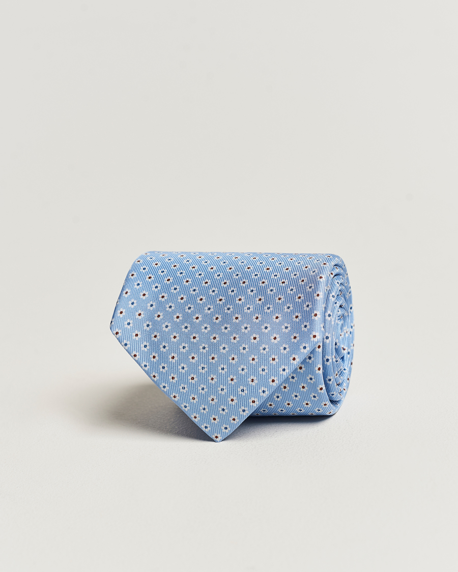 Homme | E. Marinella 3-Fold Printed Silk Tie Light Blue | E. Marinella | 3-Fold Printed Silk Tie Light Blue