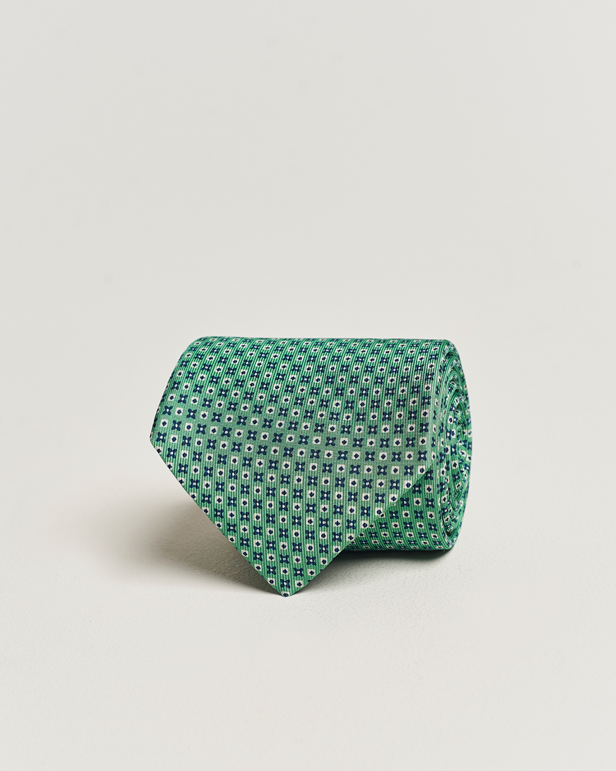 Homme | E. Marinella 3-Fold Printed Silk Tie Light Green | E. Marinella | 3-Fold Printed Silk Tie Light Green