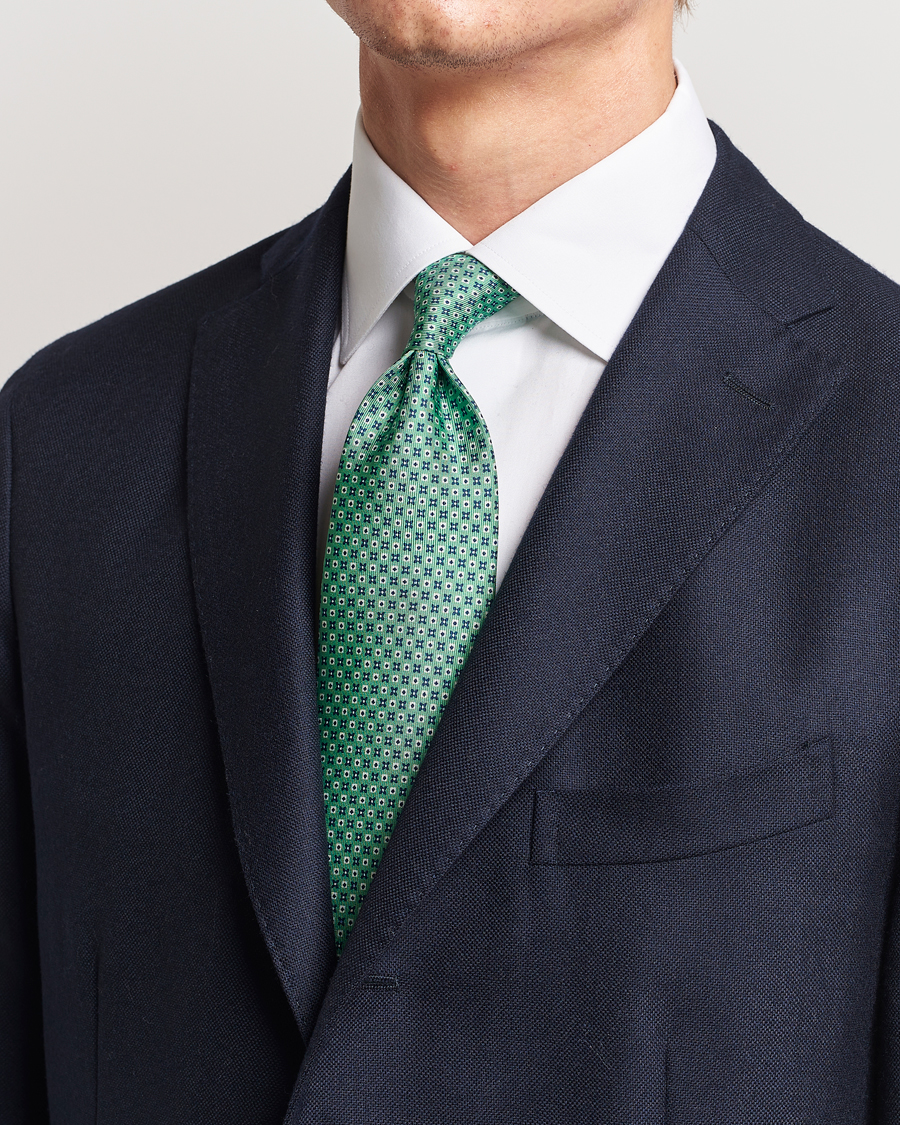 Homme | E. Marinella 3-Fold Printed Silk Tie Light Green | E. Marinella | 3-Fold Printed Silk Tie Light Green
