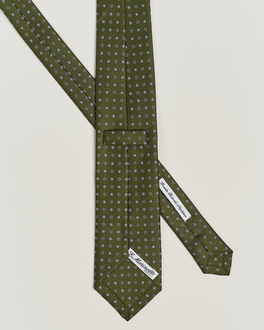 Homme | E. Marinella 3-Fold Printed Silk Tie Green | E. Marinella | 3-Fold Printed Silk Tie Green
