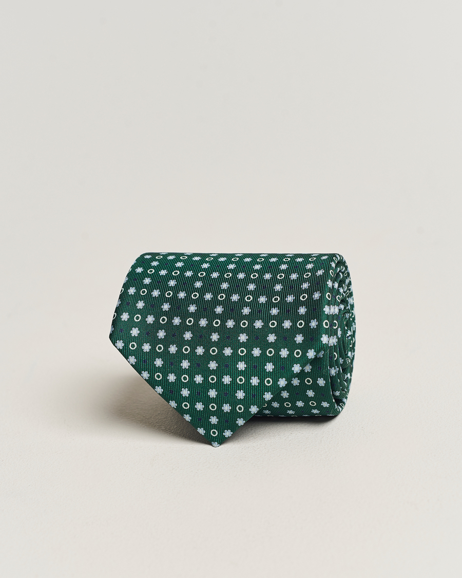 Homme | E. Marinella 3-Fold Printed Silk Tie Dark Green | E. Marinella | 3-Fold Printed Silk Tie Dark Green
